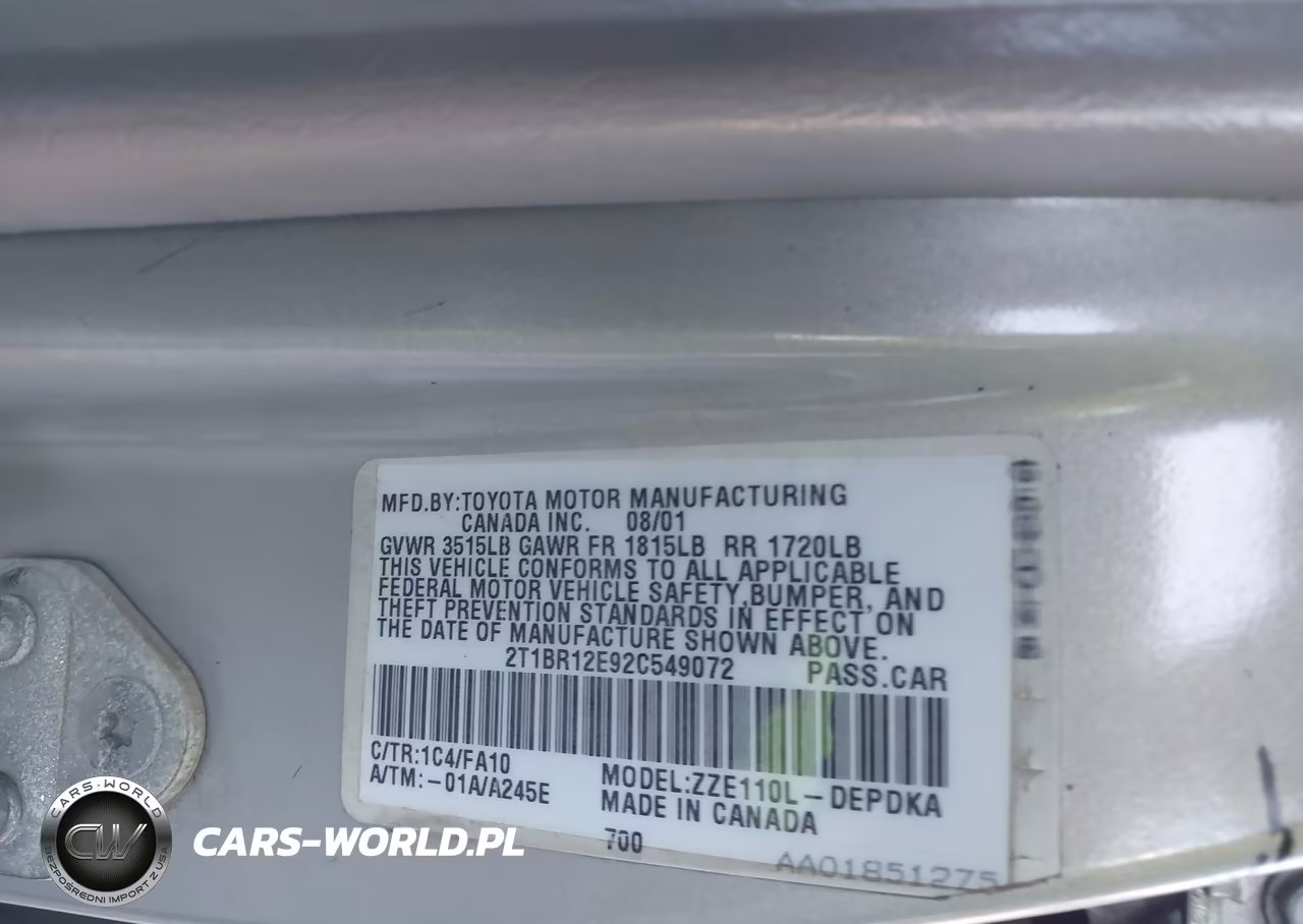 2002 Toyota Corolla Le VIN:2T1BR12E92C549072 - 9