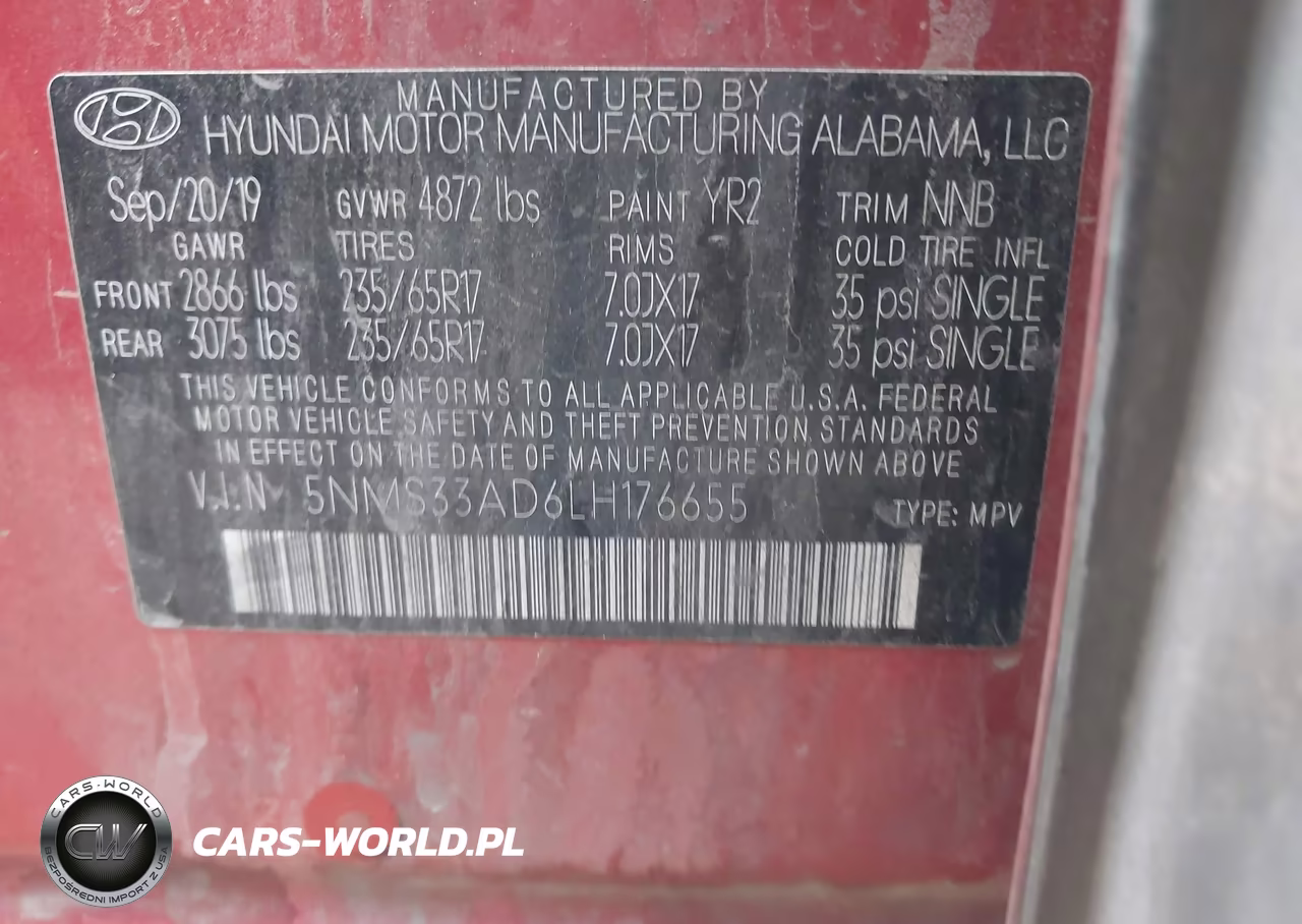 2020 Hyundai Santa Fe Sel VIN:5NMS33AD6LH176655 - 9