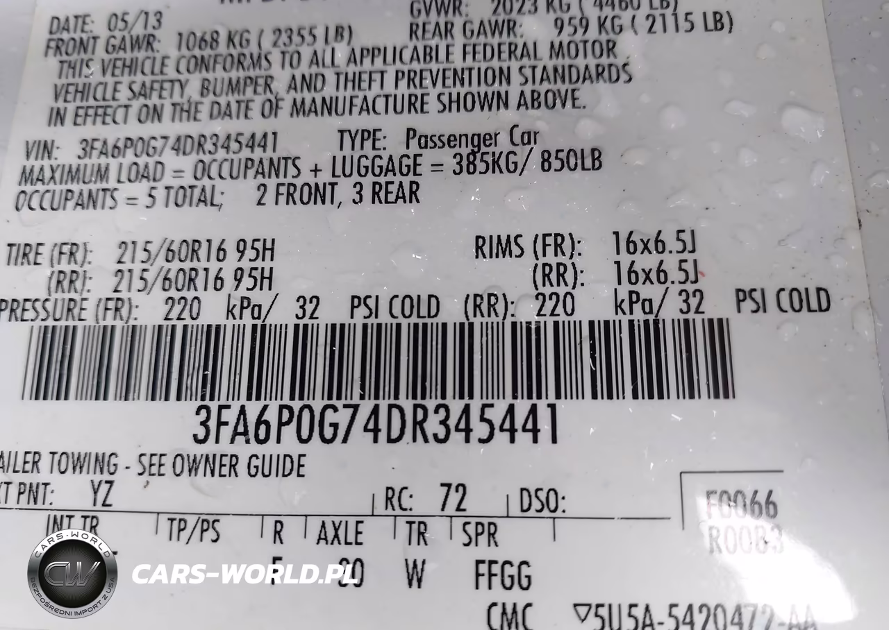 2013 Ford Fusion S VIN:3FA6P0G74DR345441 - 9