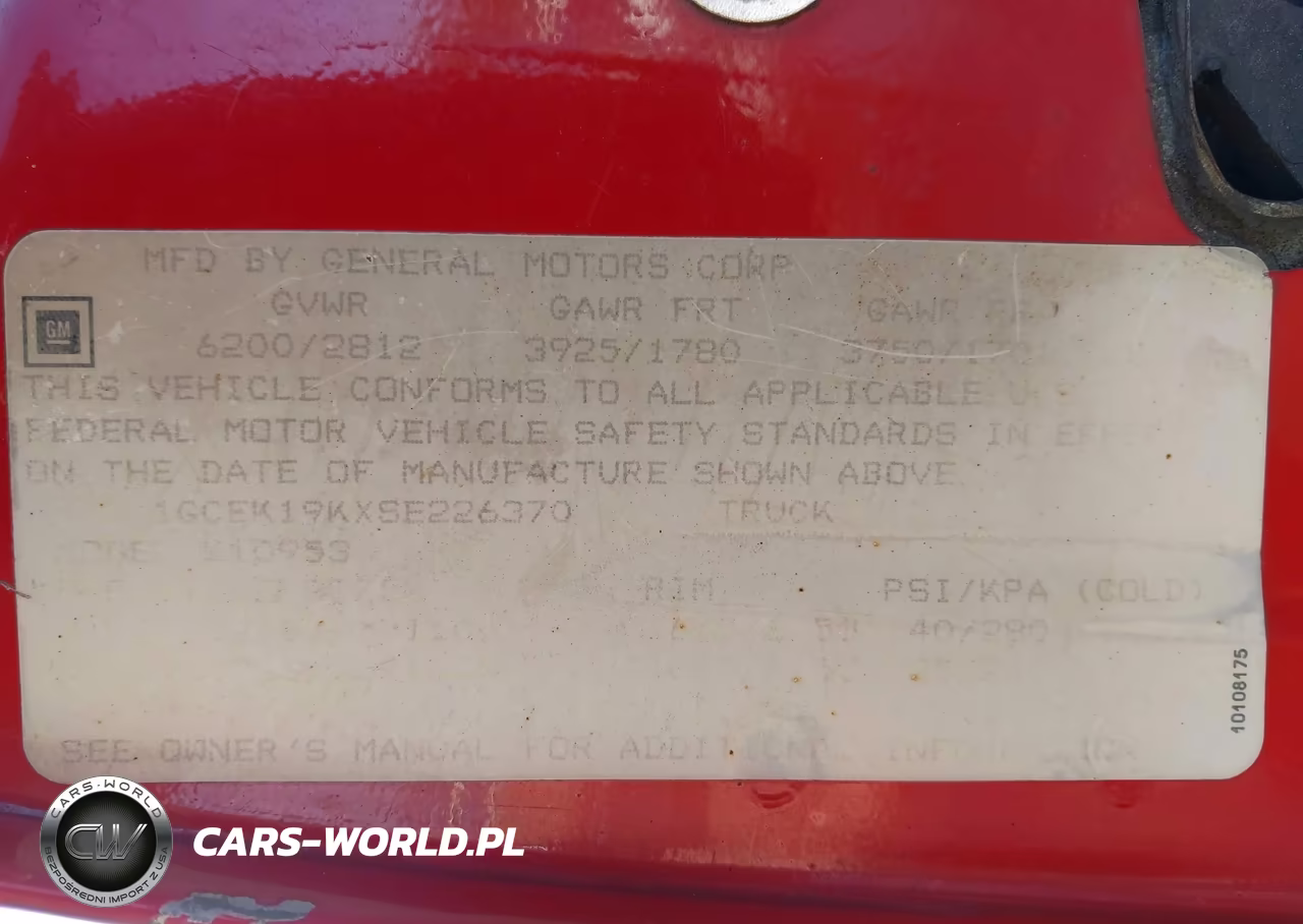 1995 Chevrolet Gmt-400 K1500 VIN:1GCEK19KXSE226370 - 9