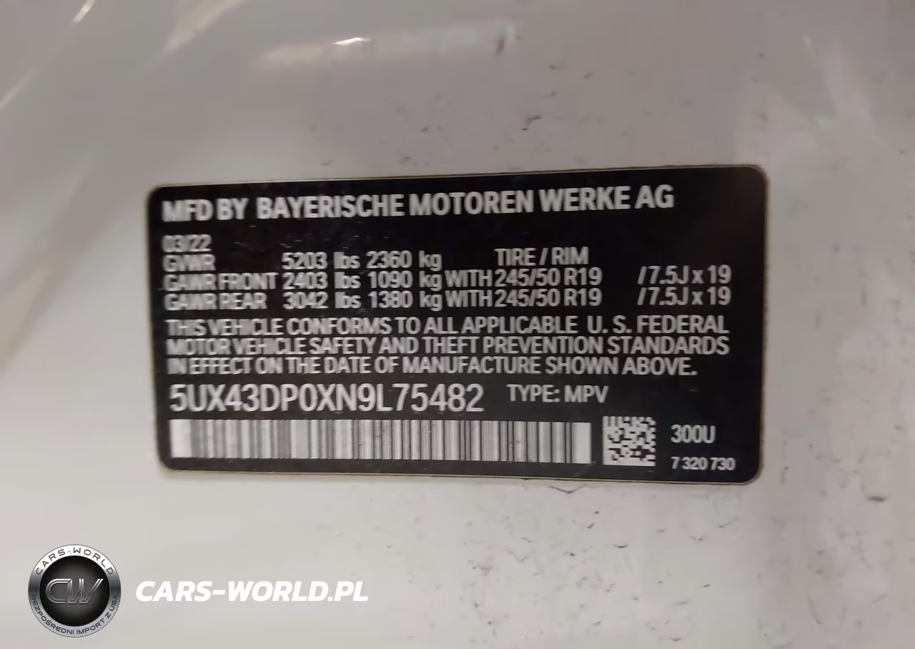 2022 BMW X3 Sdrive30I VIN:5UX43DP0XN9L75482 - 9