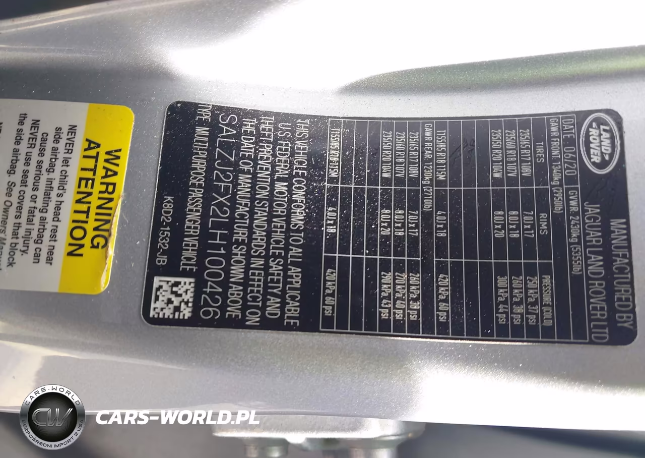 2020 Land Rover Range Rover Evoque S VIN:SALZJ2FX2LH100426 - 9