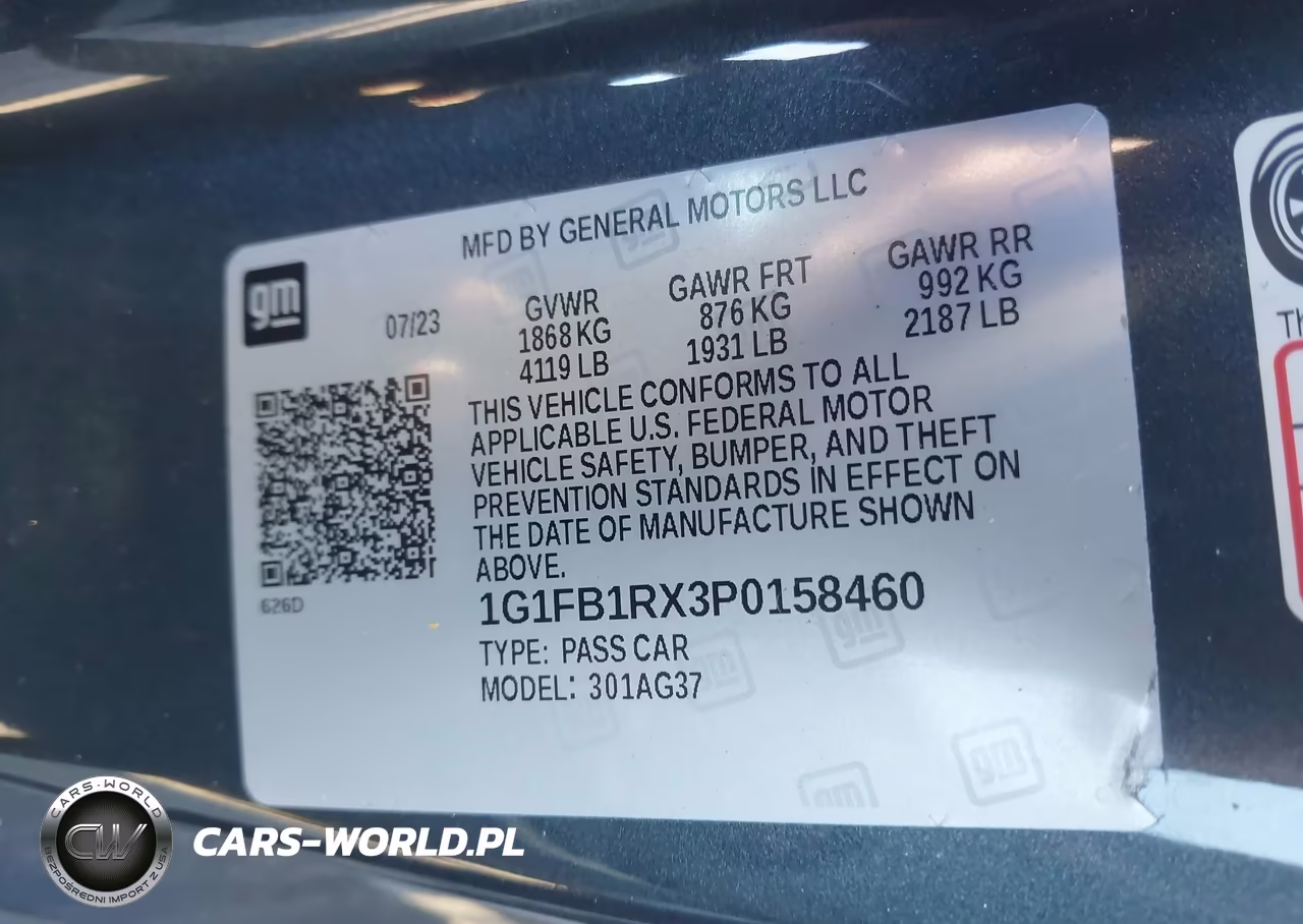 2023 Chevrolet Camaro Rwd 1Lt VIN:1G1FB1RX3P0158460 - 9