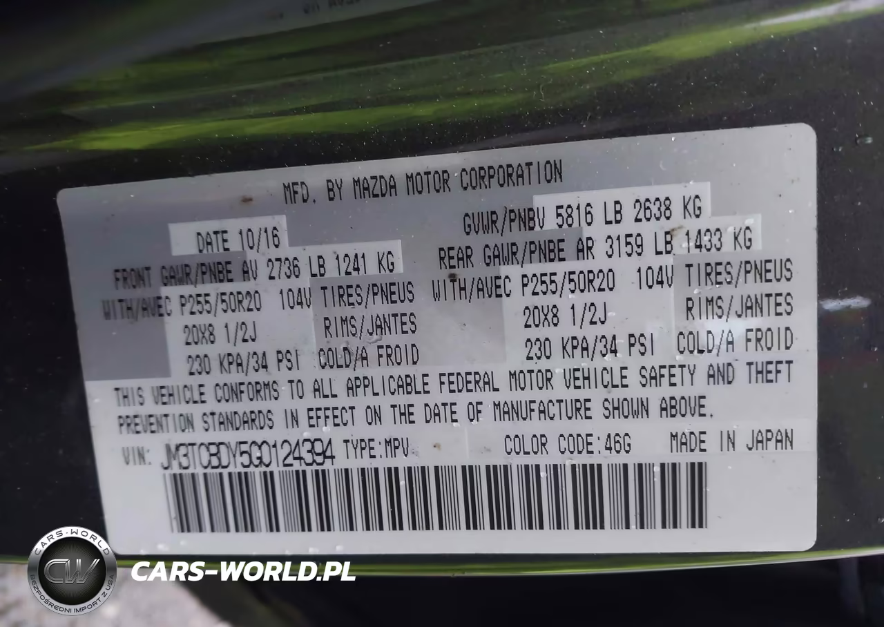 2016 Mazda Cx-9 Grand Touring VIN:JM3TCBDY5G0124394 - 9