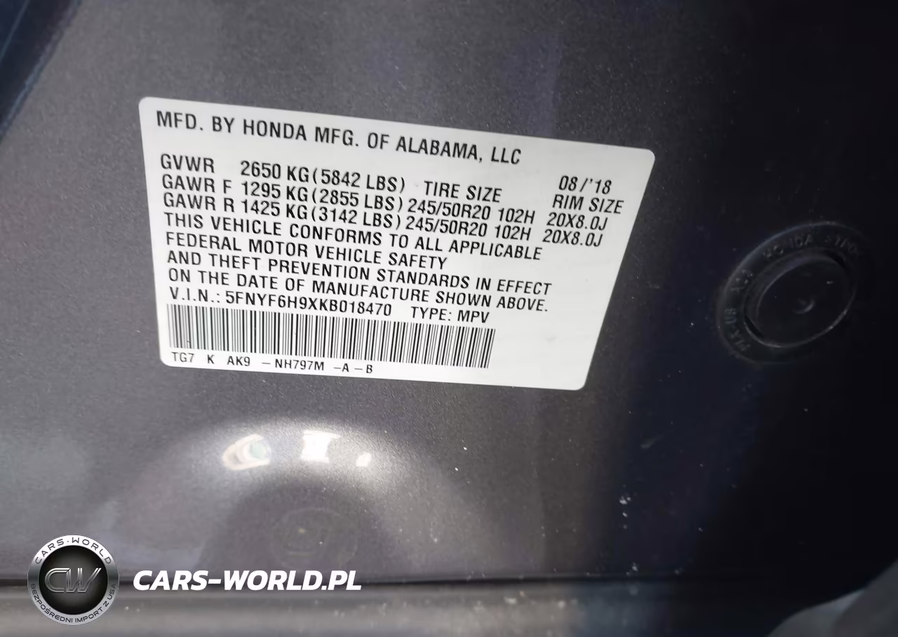 2019 Honda Pilot Touring VIN:5FNYF6H9XKB018470 - 9