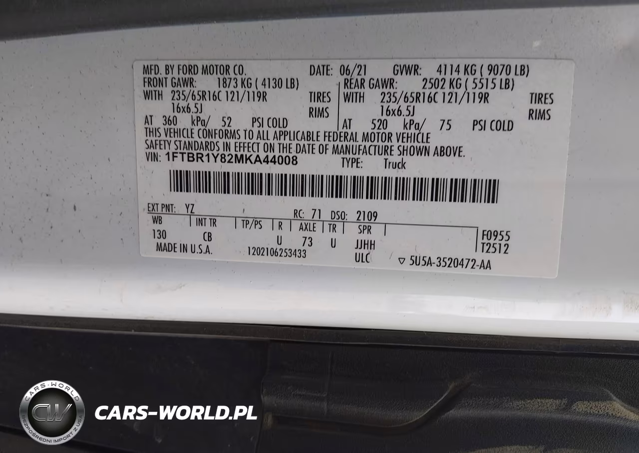 2021 Ford Transit-250 VIN:1FTBR1Y82MKA44008 - 9