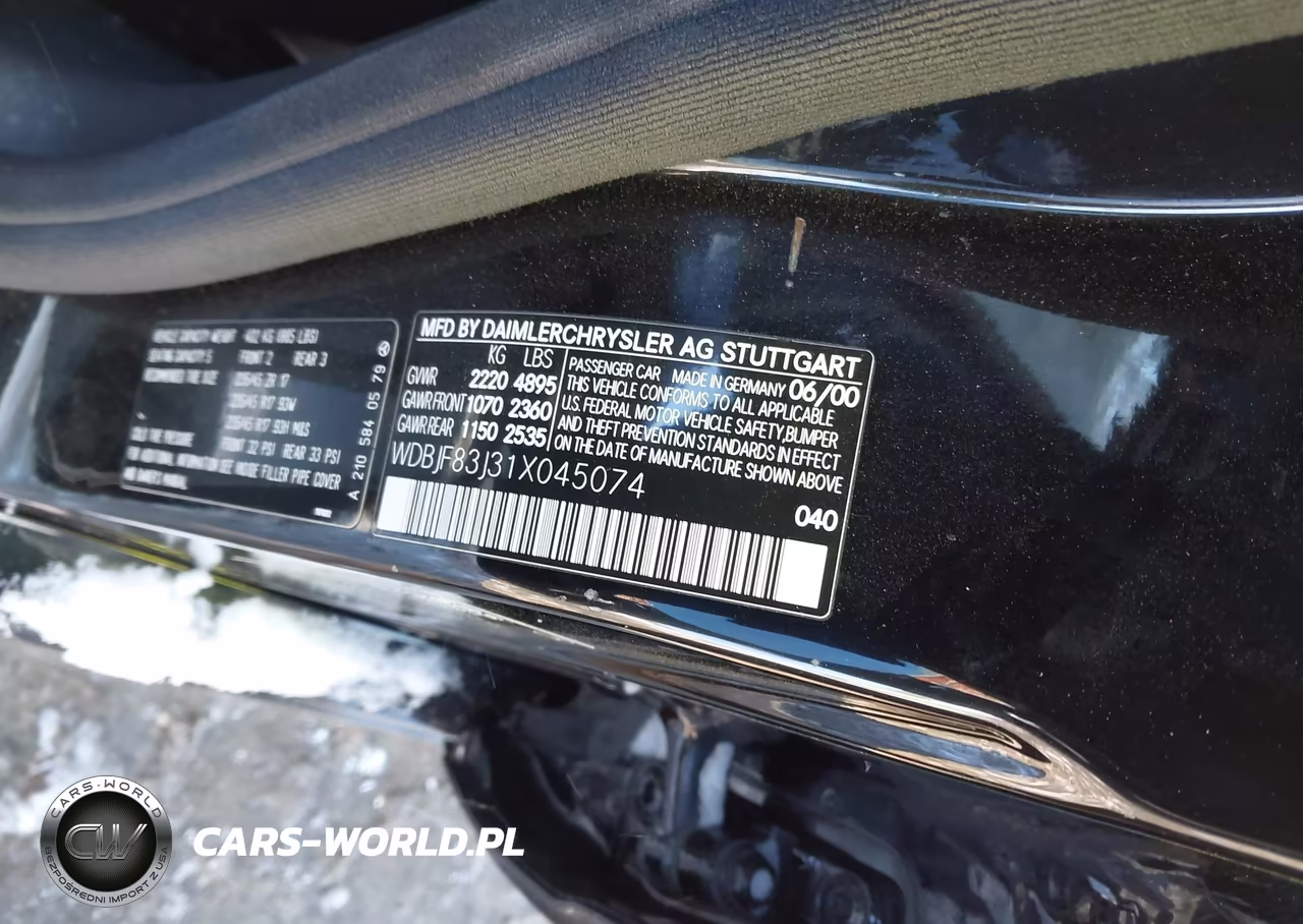 2001 Mercedes-Benz E 430 4M VIN:WDBJF83J31X045074 - 9