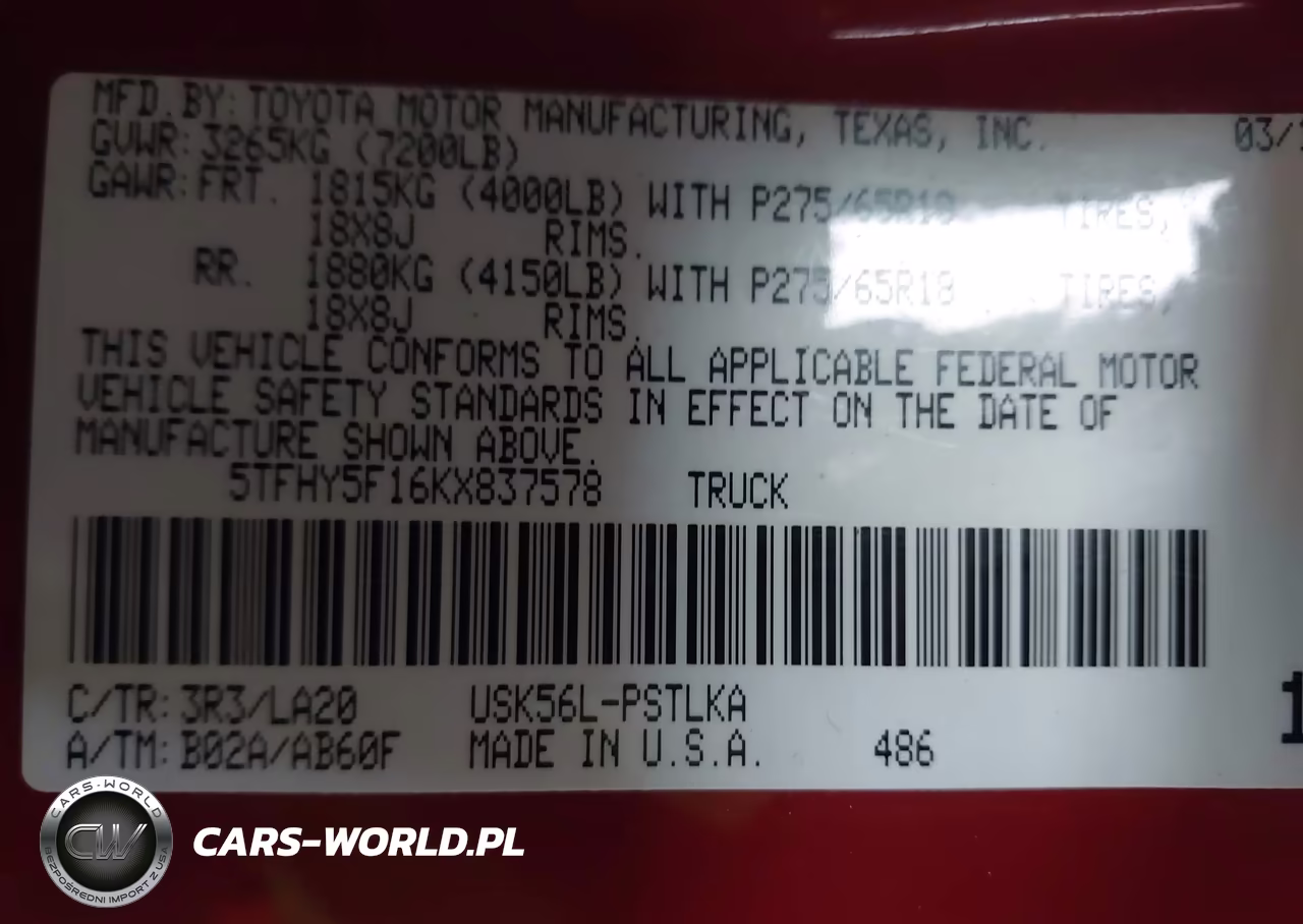 2019 Toyota Tundra Limited 5.7L V8 VIN:5TFHY5F16KX837578 - 9
