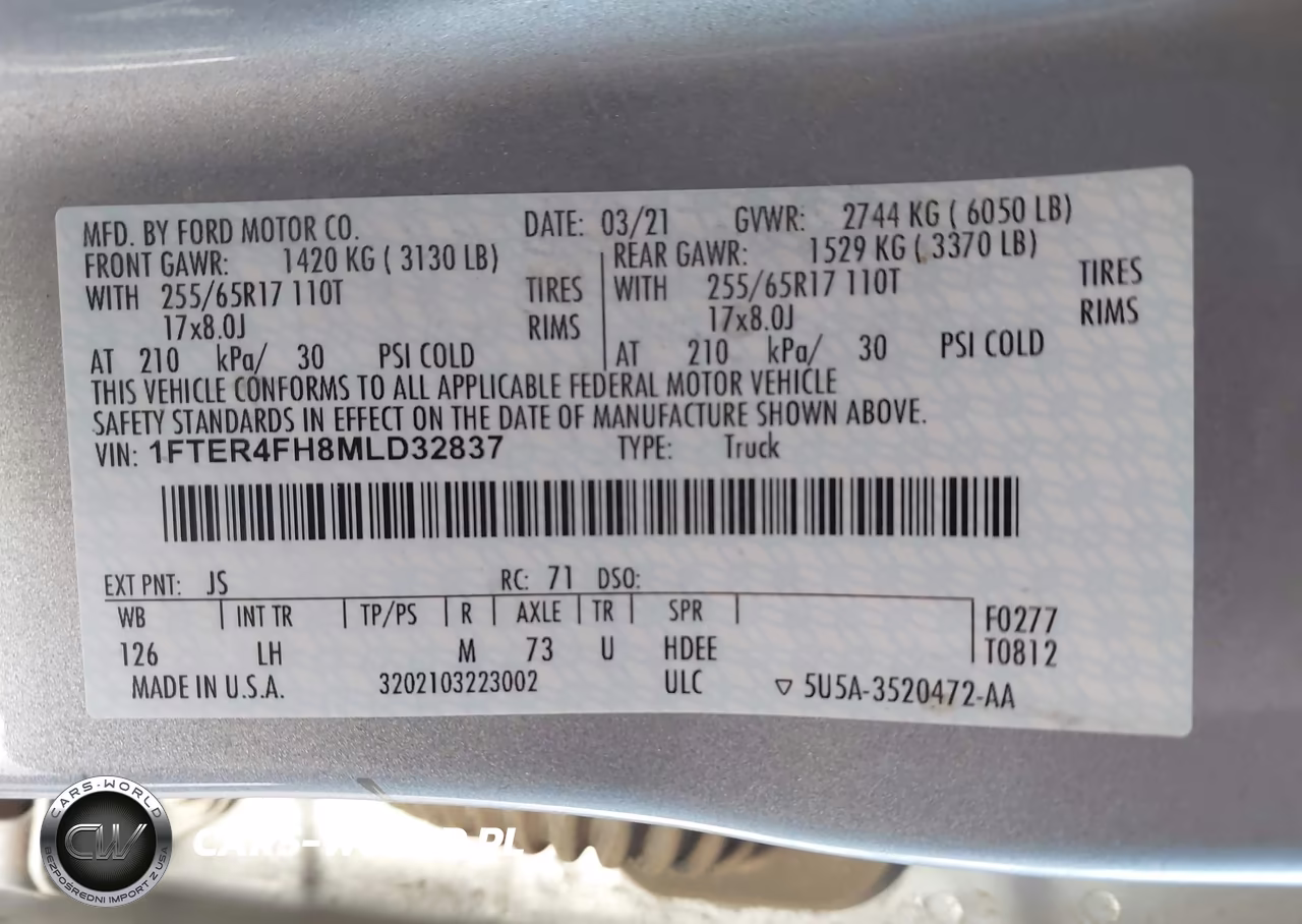 2021 Ford Ranger Xlt VIN:1FTER4FH8MLD32837 - 9