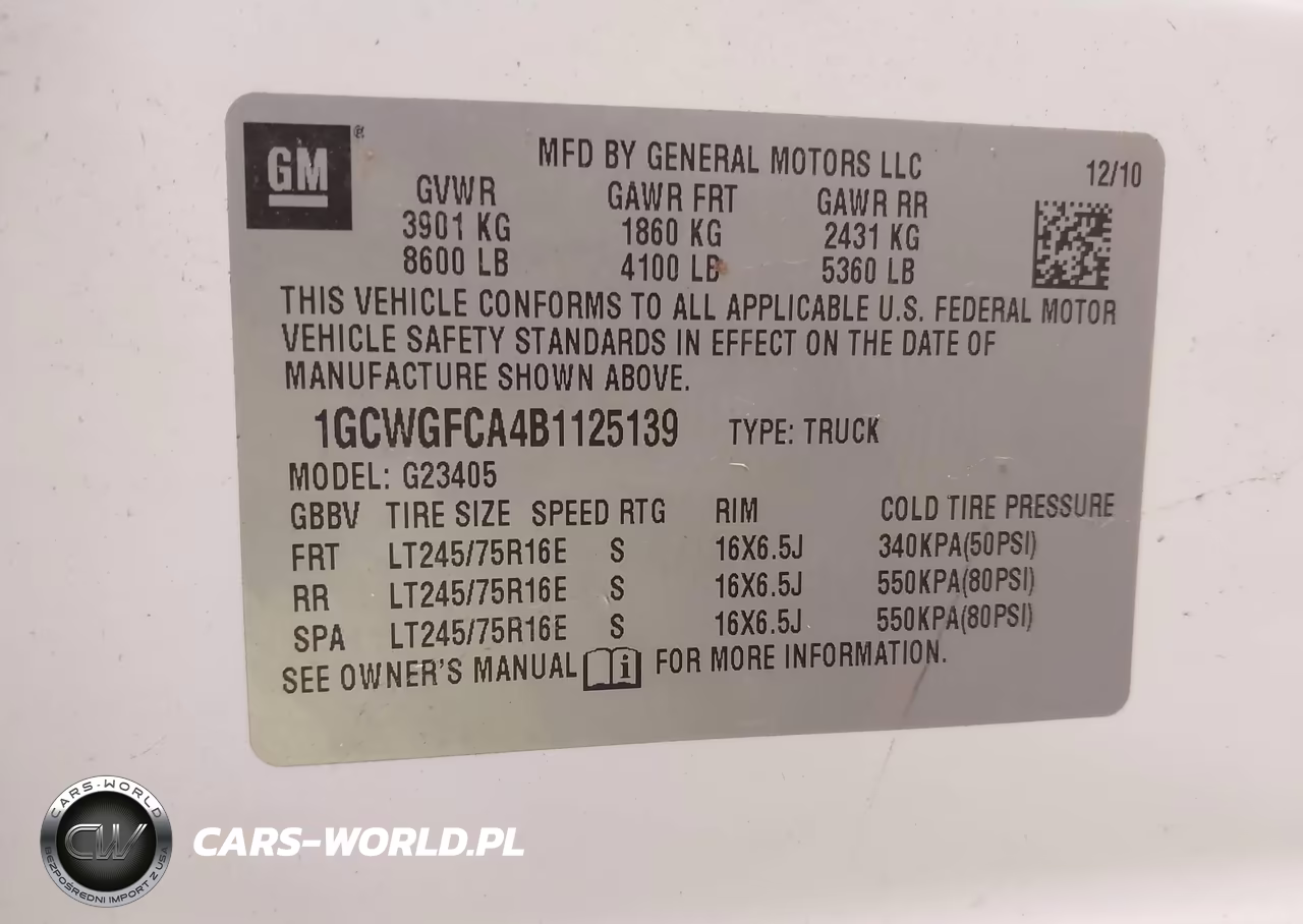 2011 Chevrolet Express 2500 Work Van VIN:1GCWGFCA4B1125139 - 9