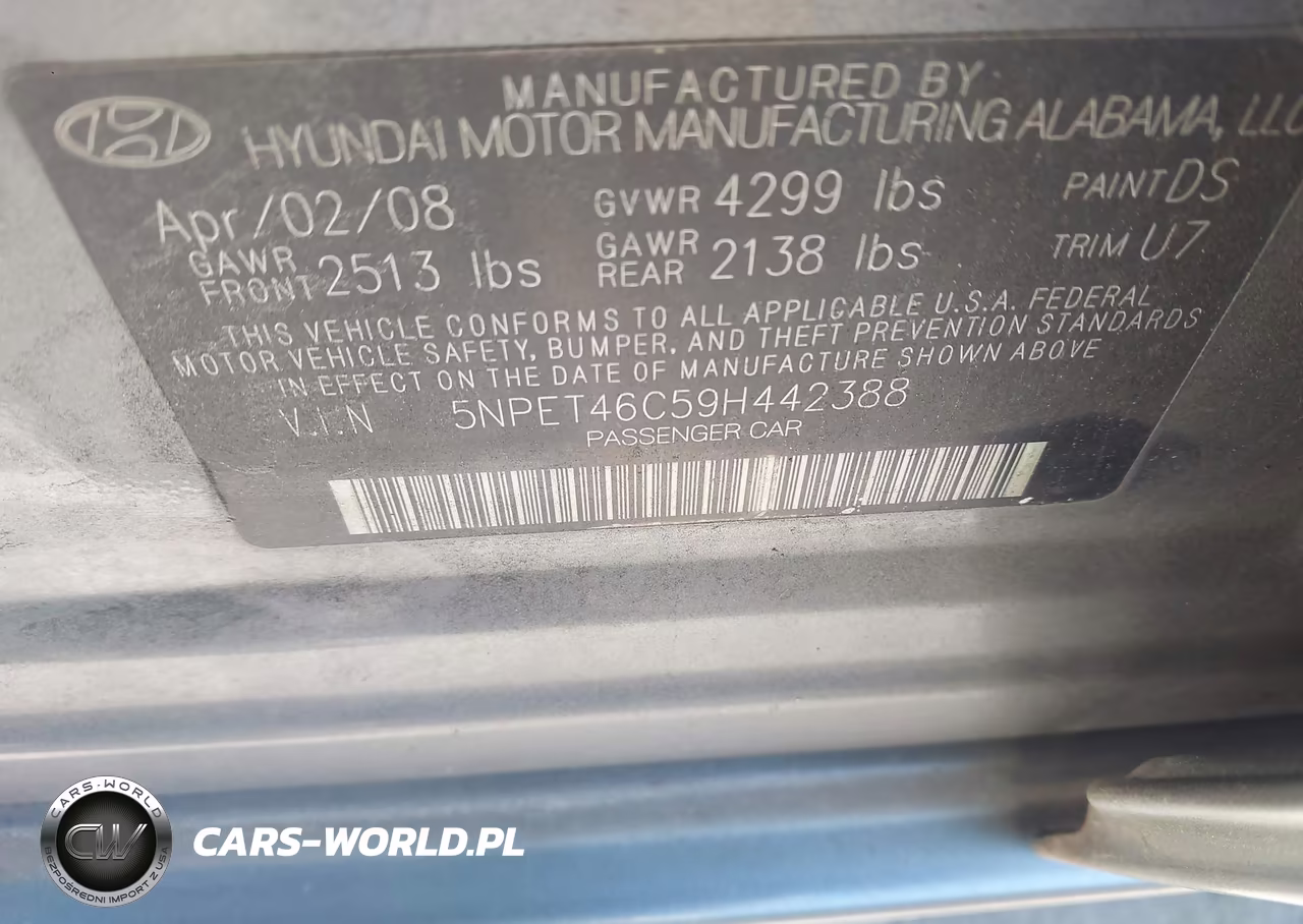 2009 Hyundai Sonata Gls VIN:5NPET46C59H442388 - 9