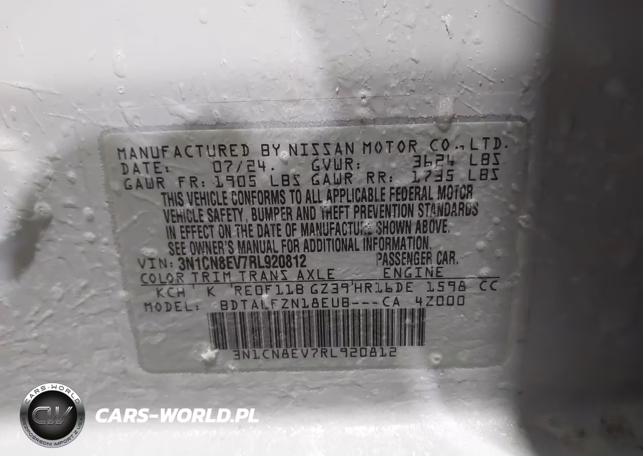 2024 Nissan Versa 1.6 Sv VIN:3N1CN8EV7RL920812 - 9