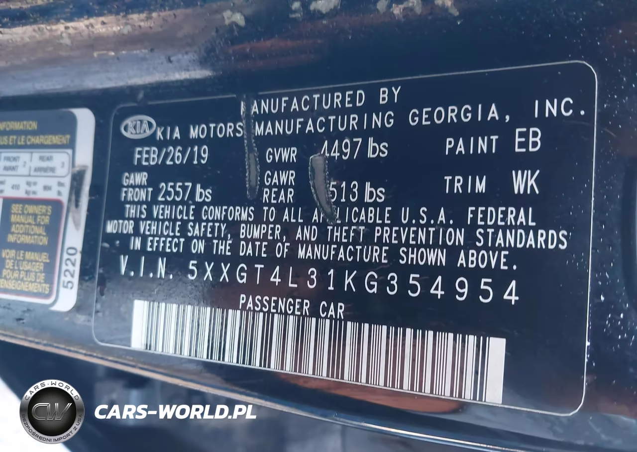 2019 Kia Optima Lx VIN:5XXGT4L31KG354954 - 9