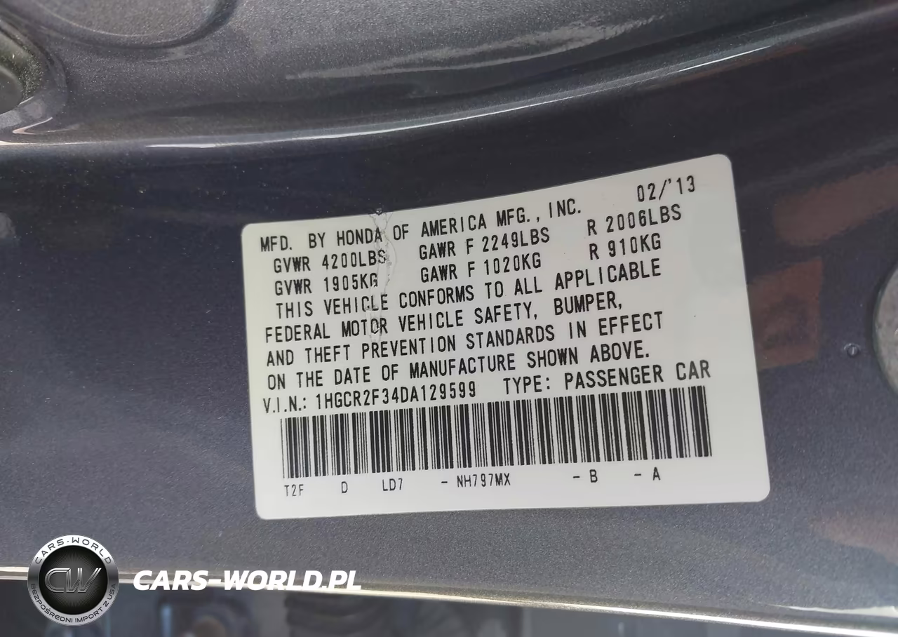 2013 Honda Accord Lx VIN:1HGCR2F34DA129599 - 9