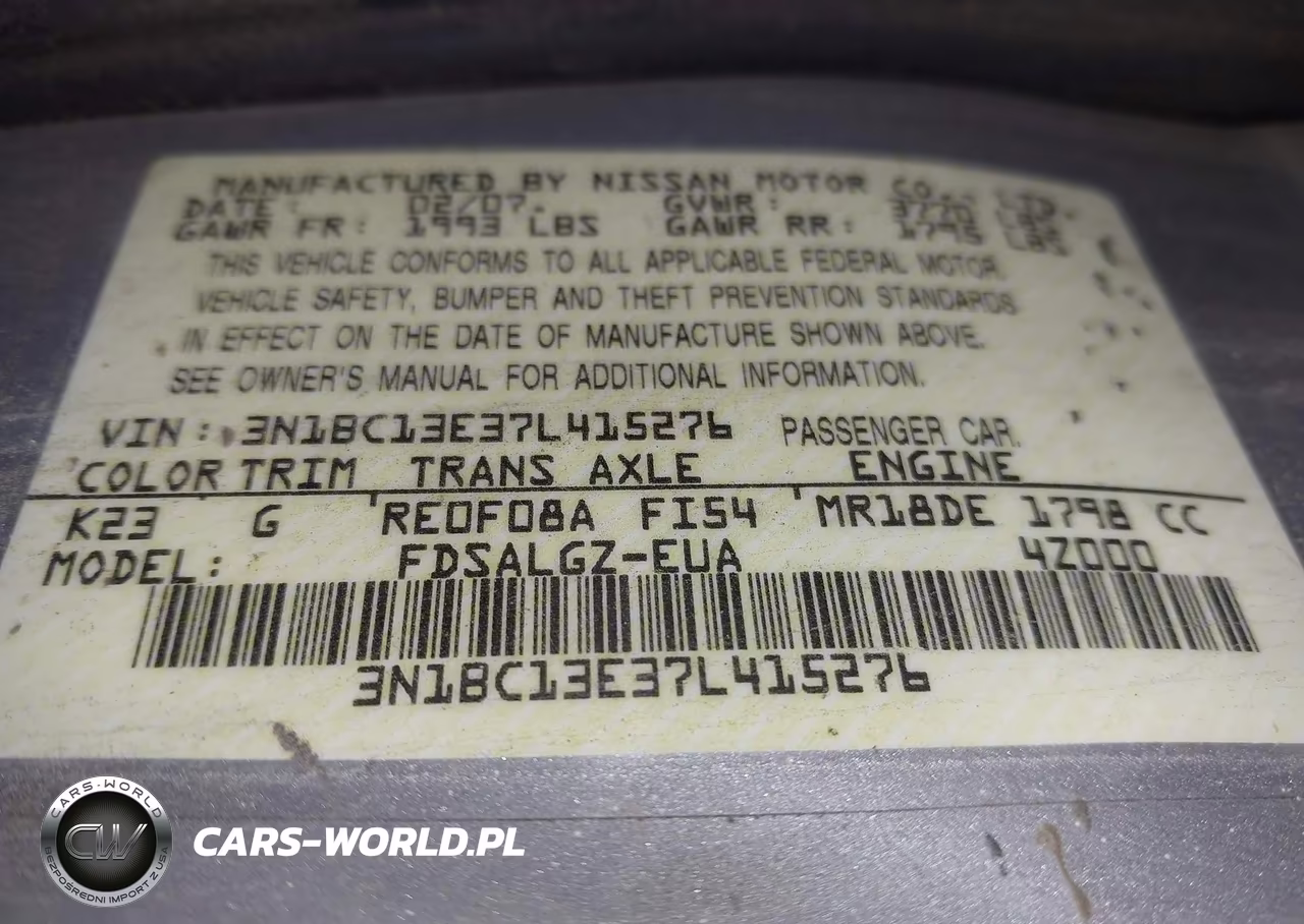 2007 Nissan Versa 1.8Sl VIN:3N1BC13E37L415276 - 9