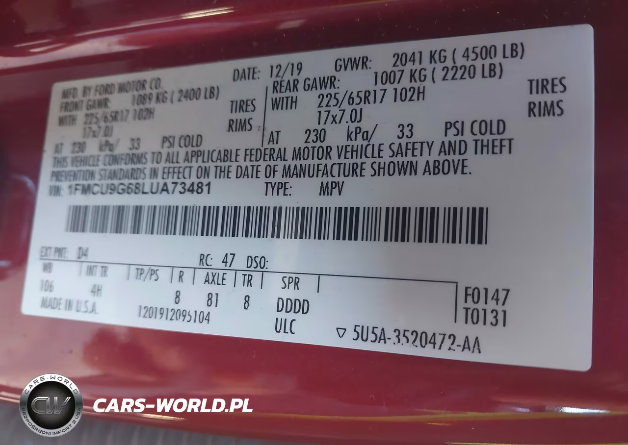 2020 Ford Escape Se VIN:1FMCU9G68LUA73481 - 9