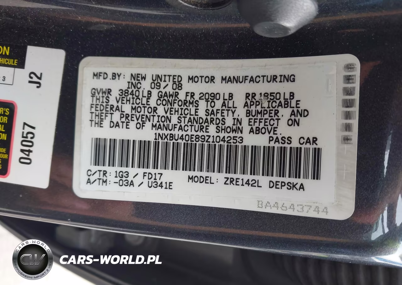 2009 Toyota Corolla S VIN:1NXBU40E89Z104253 - 9