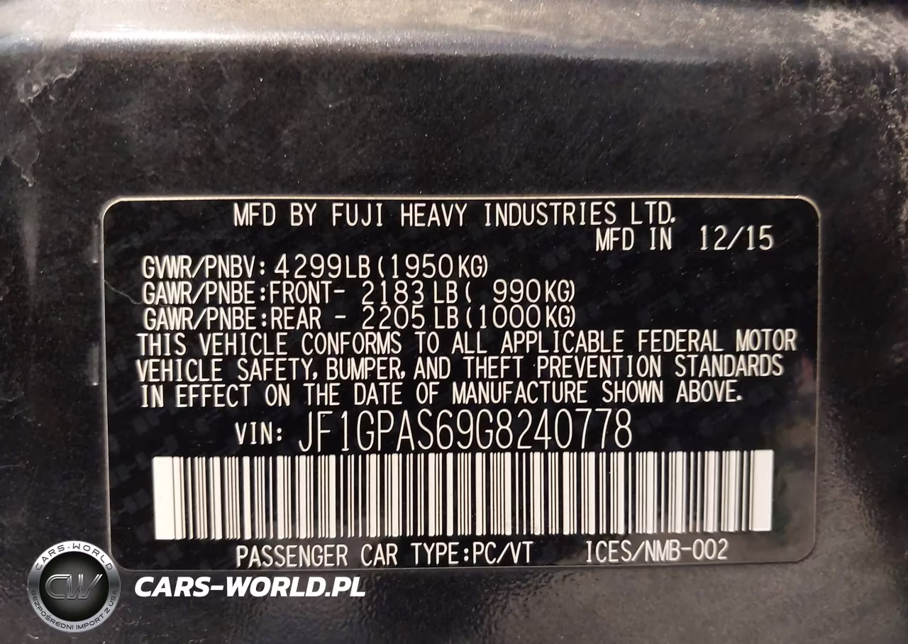 2016 Subaru Impreza Sport VIN:JF1GPAS69G8240778 - 9