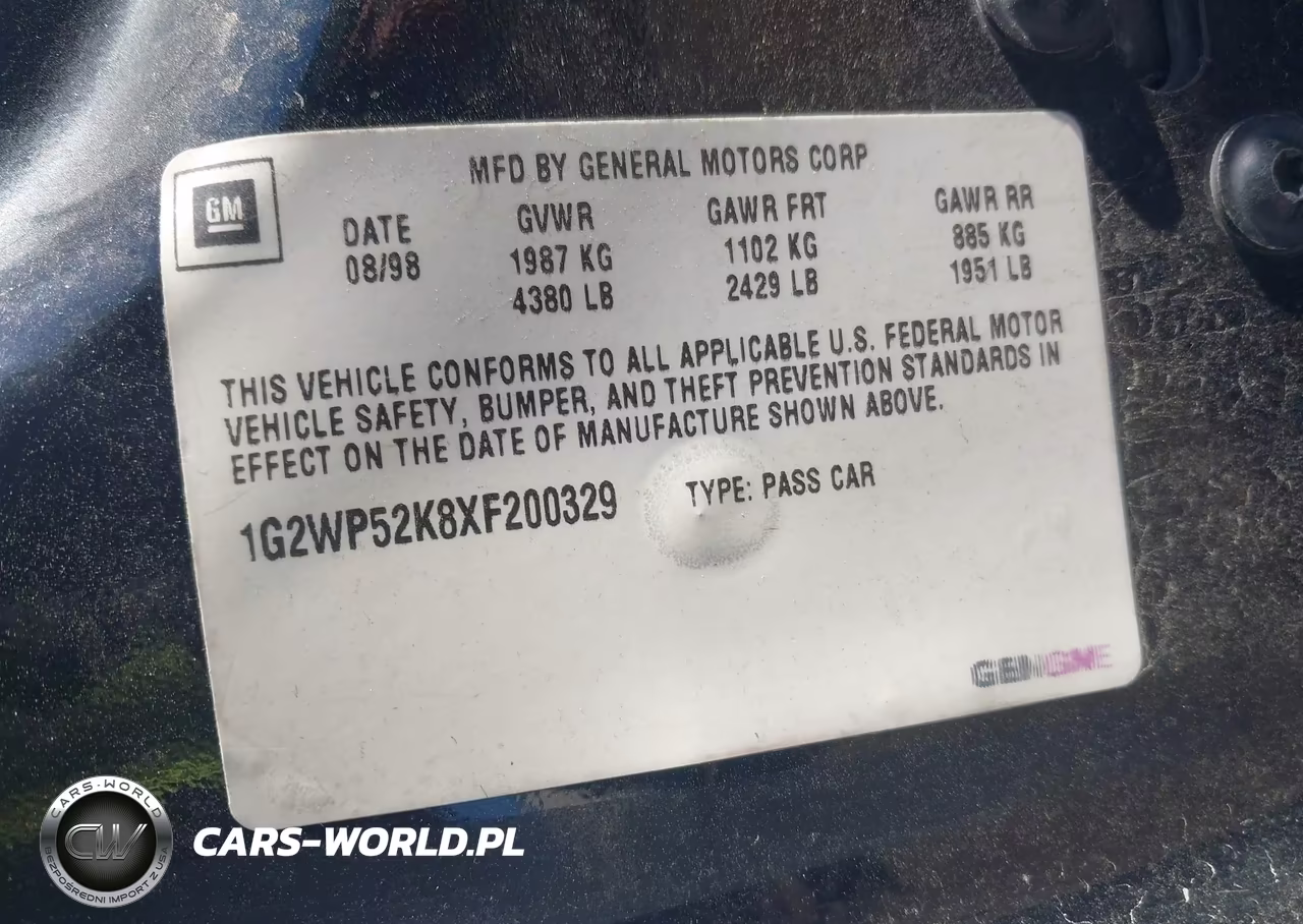 1999 Pontiac Grand Prix Gt VIN:1G2WP52K8XF200329 - 9