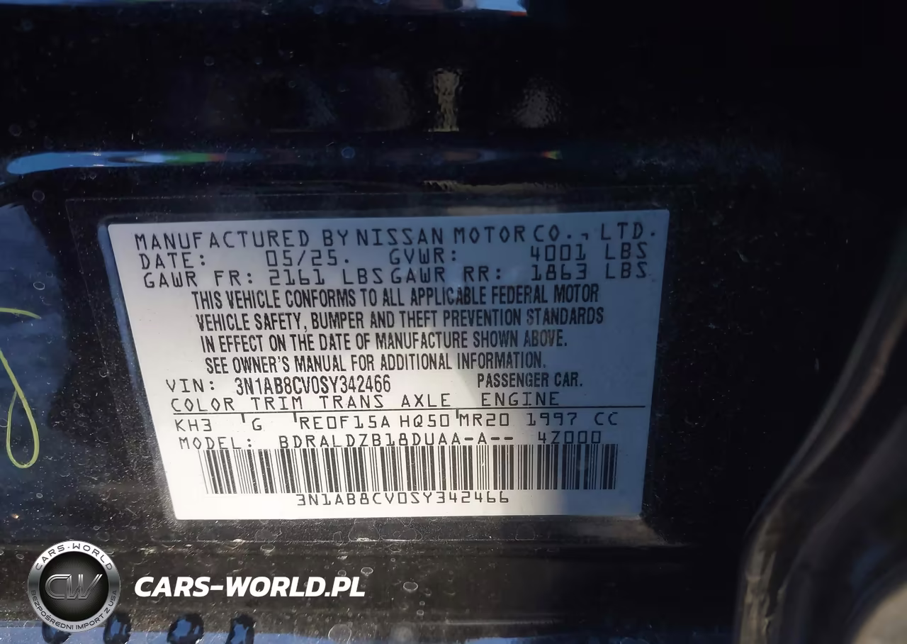 2025 Nissan Sentra Sv VIN:3N1AB8CV0SY342466 - 9