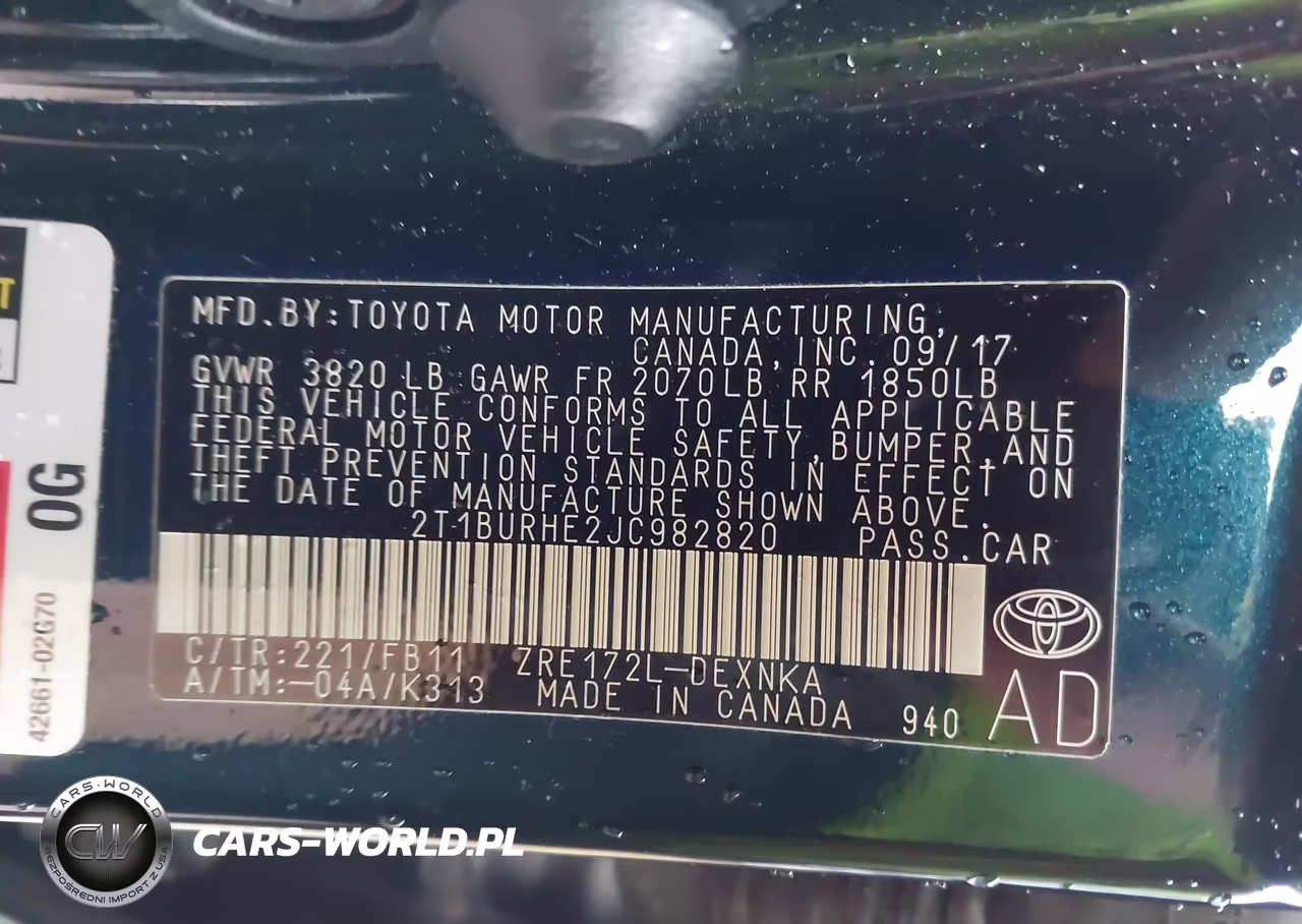 2018 Toyota Corolla Le VIN:2T1BURHE2JC982820 - 9