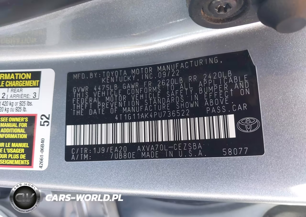 2023 Toyota Camry Se VIN:4T1G11AK4PU736522 - 9