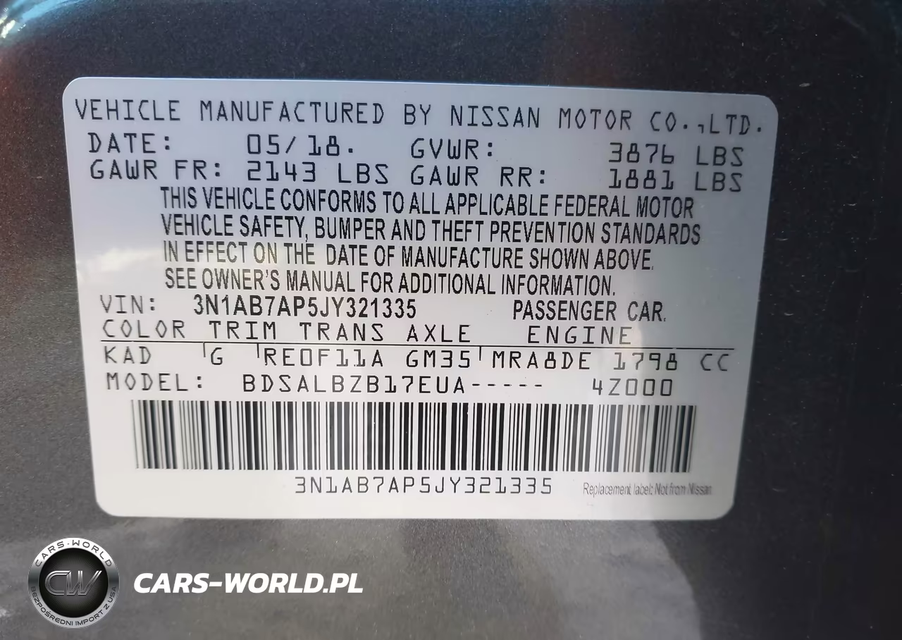 2018 Nissan Sentra S VIN:3N1AB7AP5JY321335 - 9