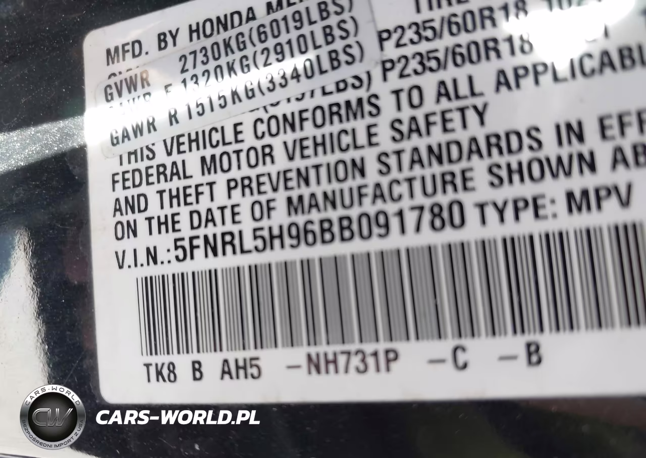 2011 Honda Odyssey Touring-Touring Elite VIN:5FNRL5H96BB091780 - 9