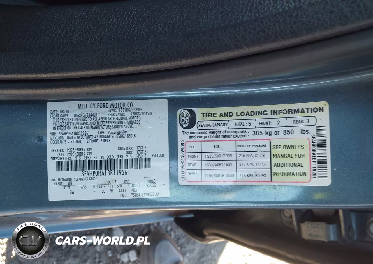 2011 Ford Fusion Se VIN:3FAHP0HA1BR119261 - 9