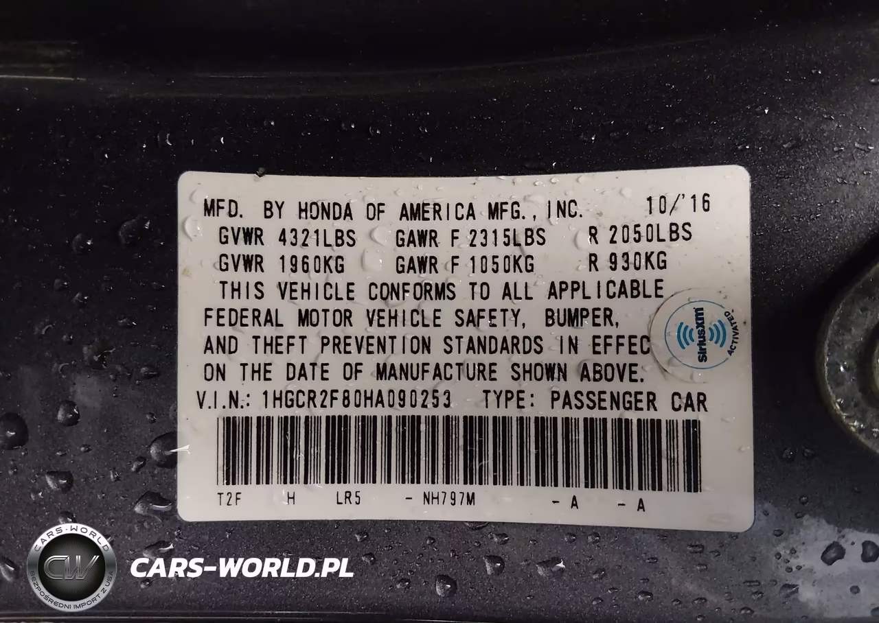 2017 Honda Accord Ex-L VIN:1HGCR2F80HA090253 - 9