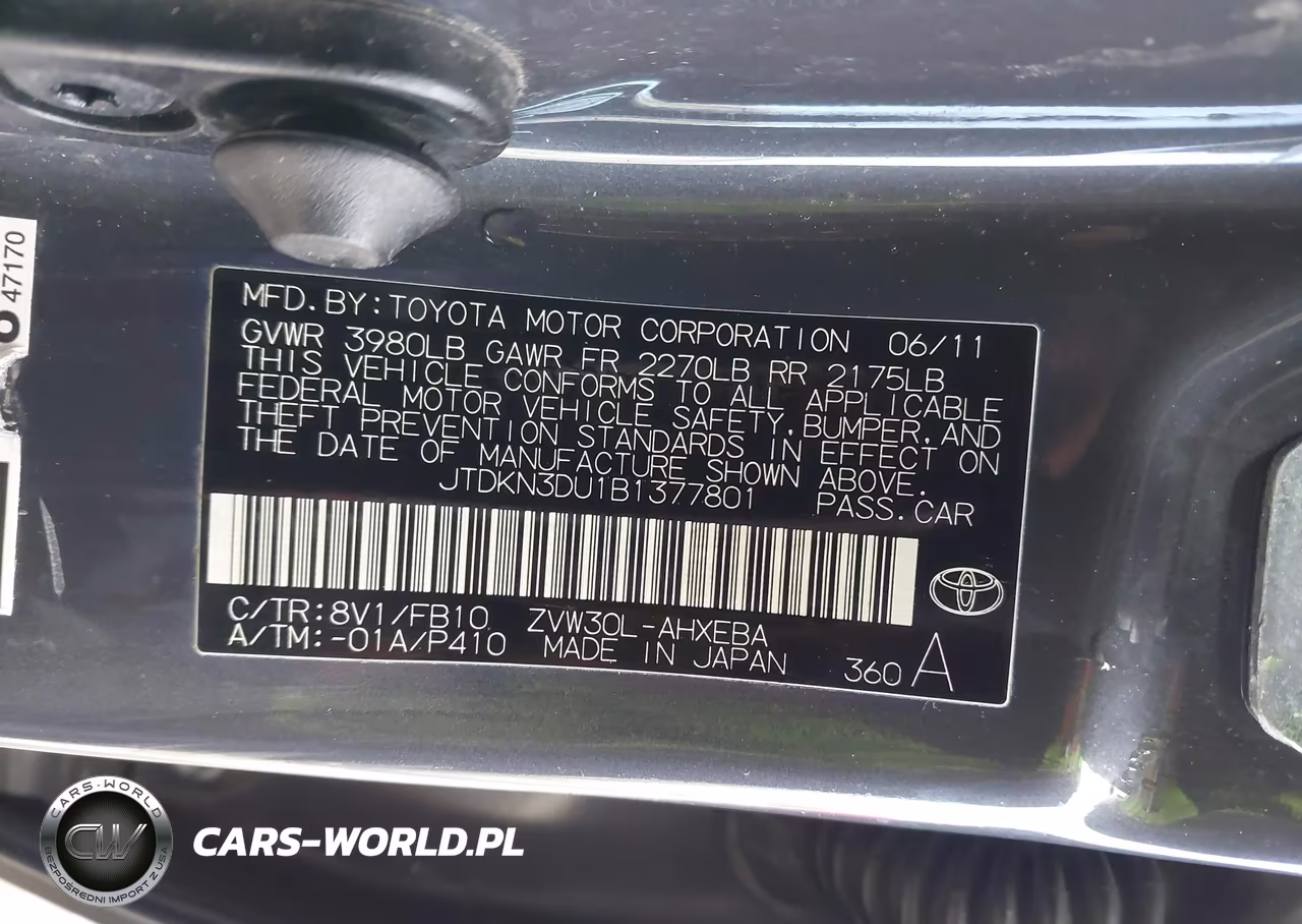 2011 Toyota Prius Two VIN:JTDKN3DU1B1377801 - 9