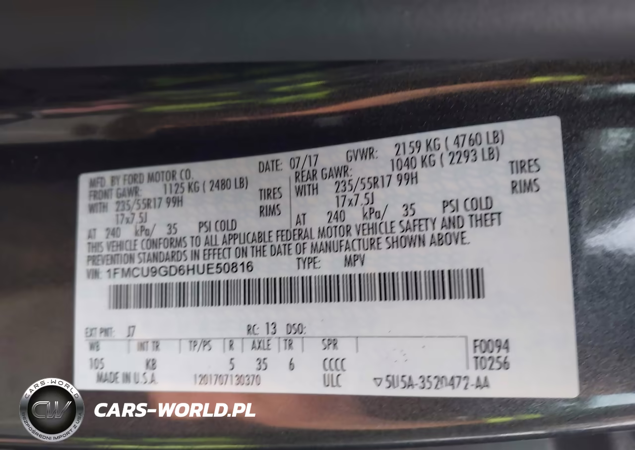2017 Ford Escape Se VIN:1FMCU9GD6HUE50816 - 9
