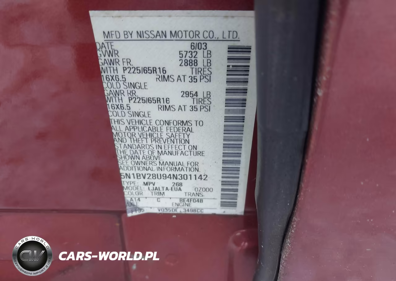 2004 Nissan Quest 3.5 Sl VIN:5N1BV28U94N301142 - 9