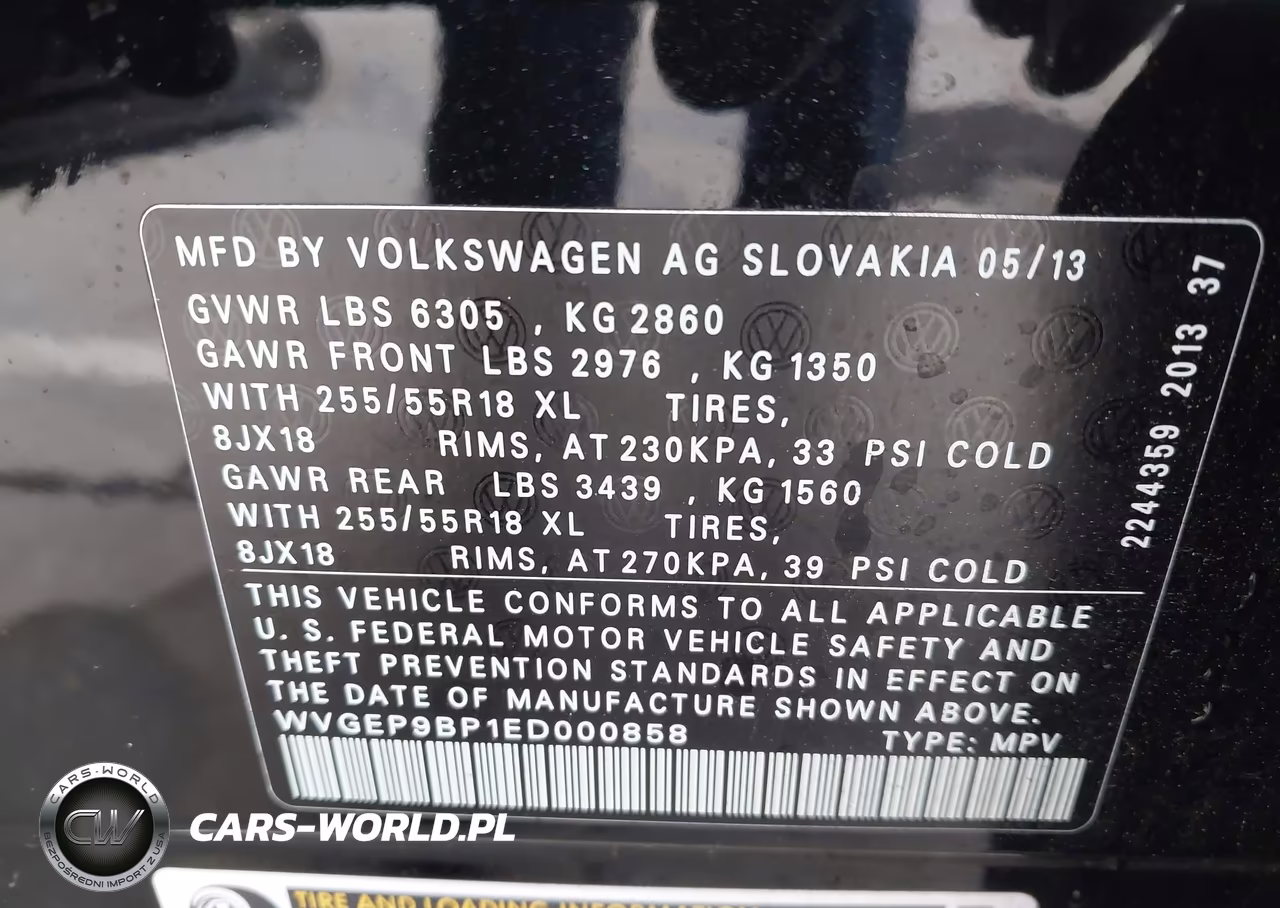 2014 Volkswagen Touareg Tdi Sport VIN:WVGEP9BP1ED000858 - 9