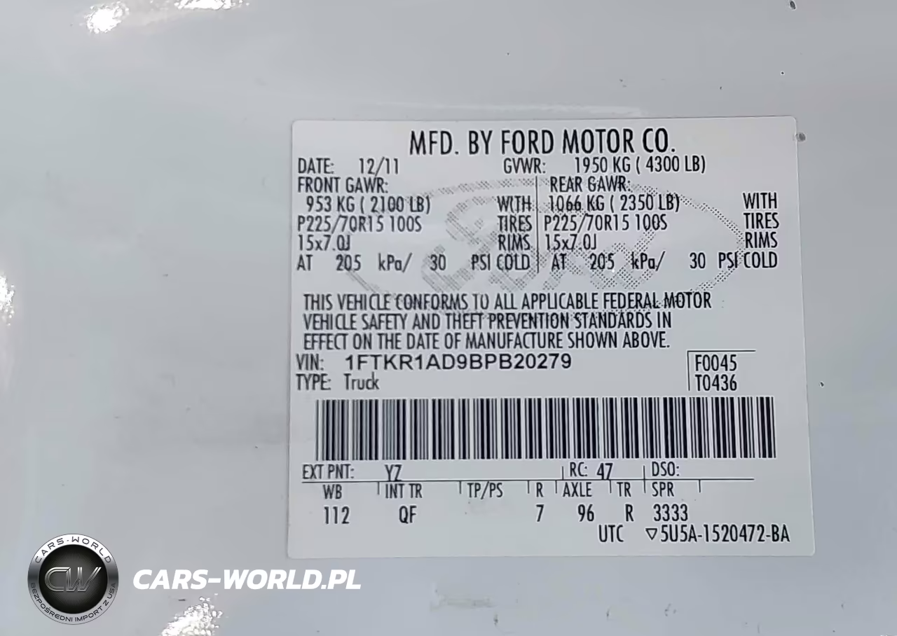 2011 Ford Ranger Xl VIN:1FTKR1AD9BPB20279 - 9