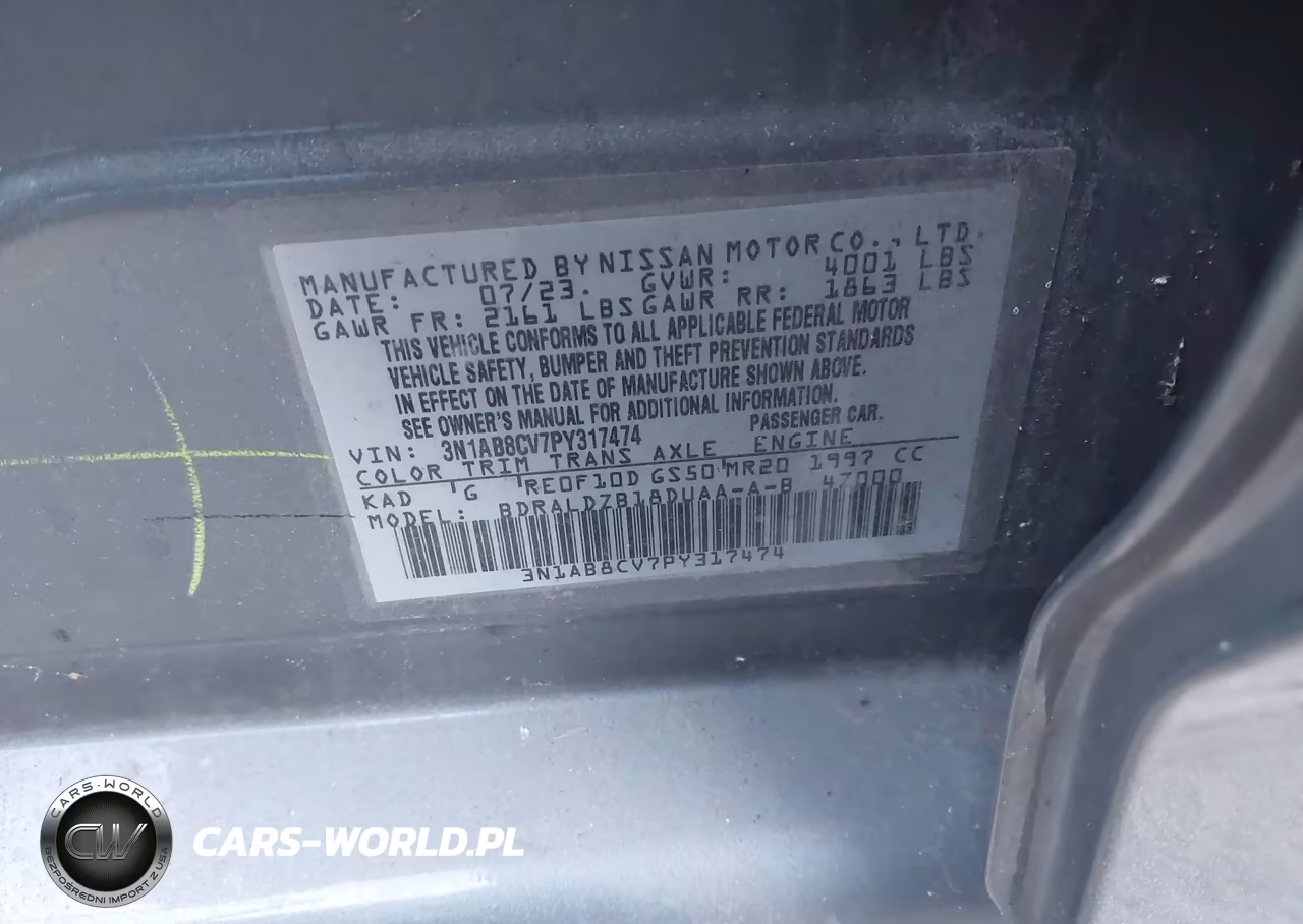 2023 Nissan Sentra Sv Xtronic Cvt VIN:3N1AB8CV7PY317474 - 9