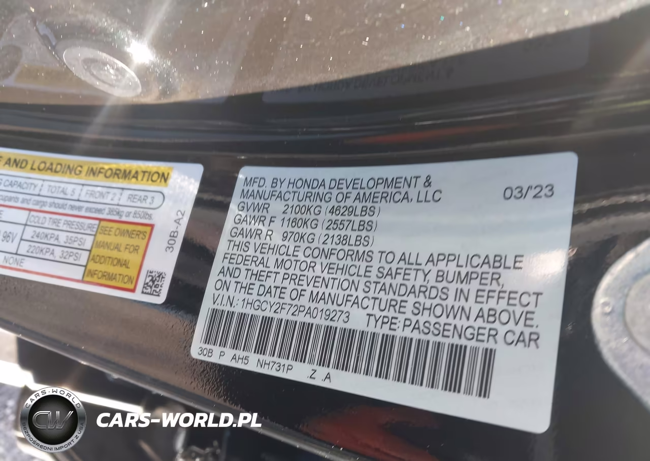 2023 Honda Accord Hybrid Sport-L VIN:1HGCY2F72PA019273 - 9