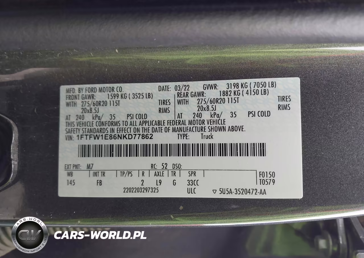 2022 Ford F150 Supercrew VIN:1FTFW1E86NKD77862 - 9