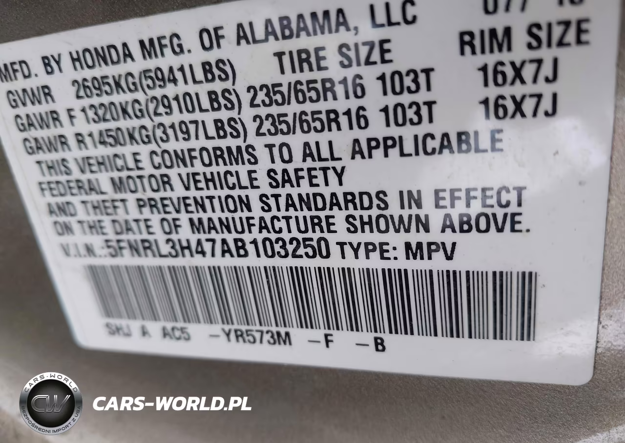 2010 Honda Odyssey Ex VIN:5FNRL3H47AB103250 - 9