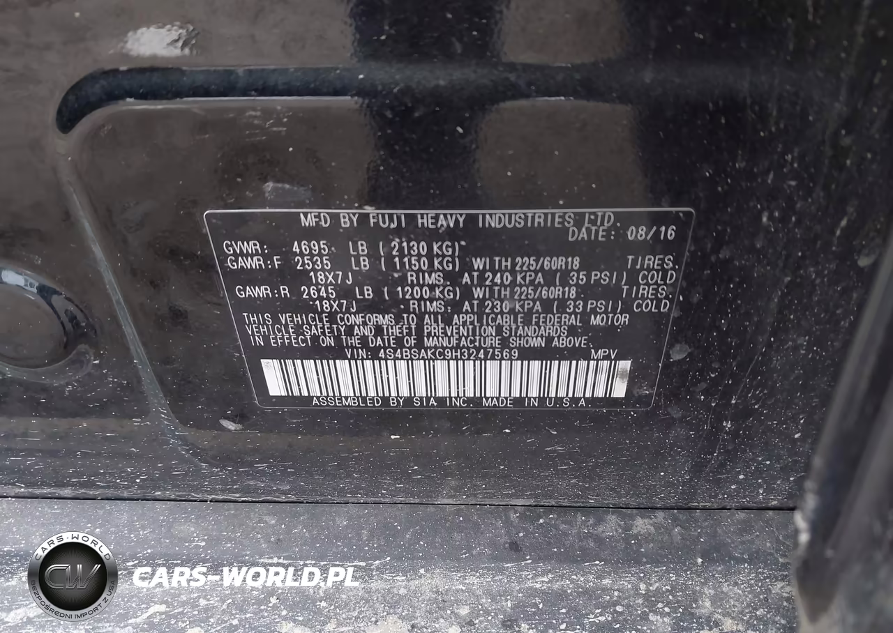 2017 Subaru Outback 2.5I Limited VIN:4S4BSAKC9H3247569 - 9