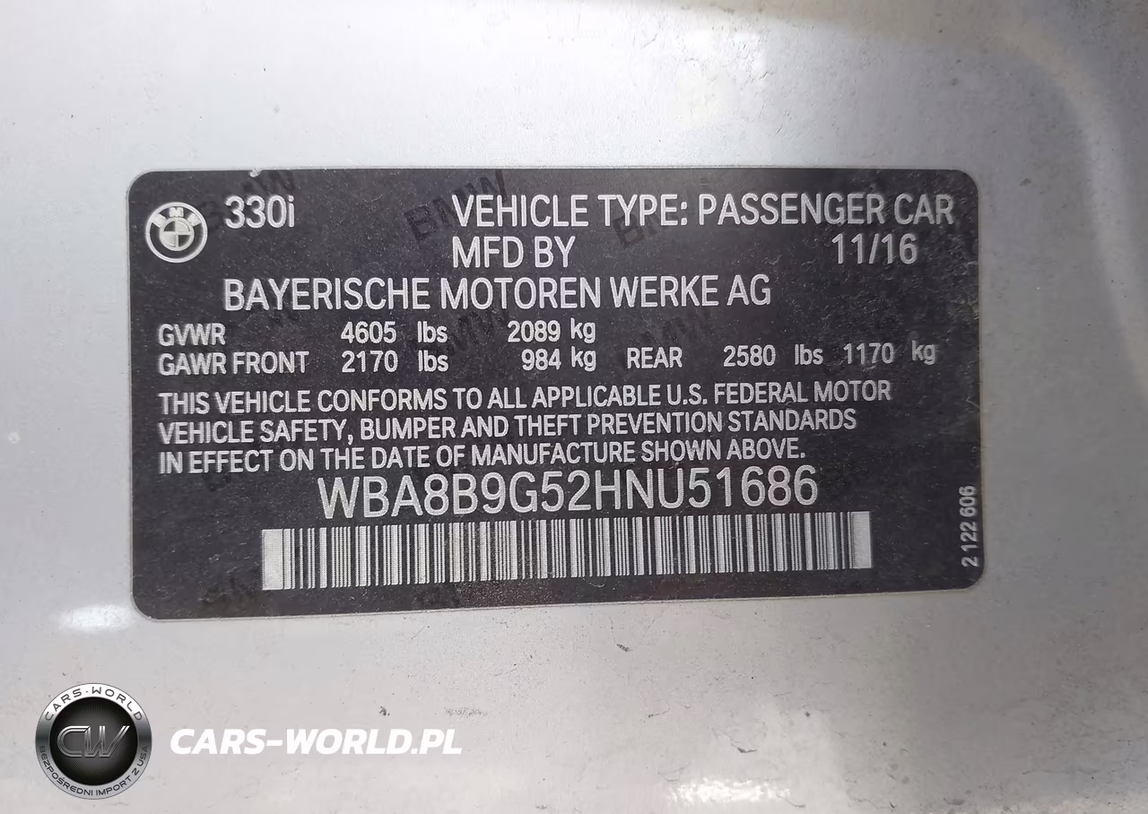 2017 BMW 330I VIN:WBA8B9G52HNU51686 - 9