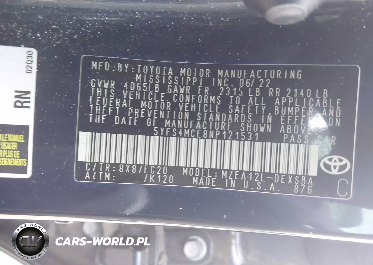 2022 Toyota Corolla Se VIN:5YFS4MCE8NP121531 - 9