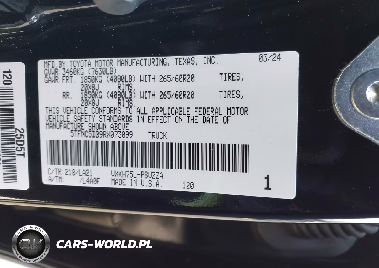 2024 Toyota Tundra Hybrid Platinum 4Wd VIN:5TFNC5DB9RX073099 - 9