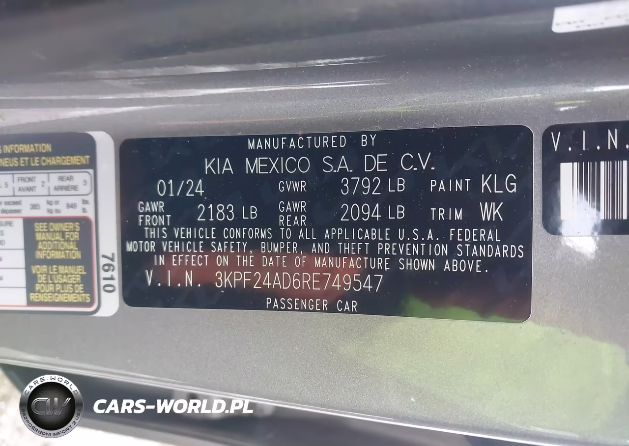 2024 Kia Forte Lxs VIN:3KPF24AD6RE749547 - 9