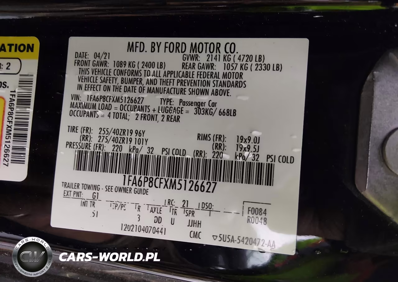 2021 Ford Mustang Gt Premium Fastback VIN:1FA6P8CFXM5126627 - 9