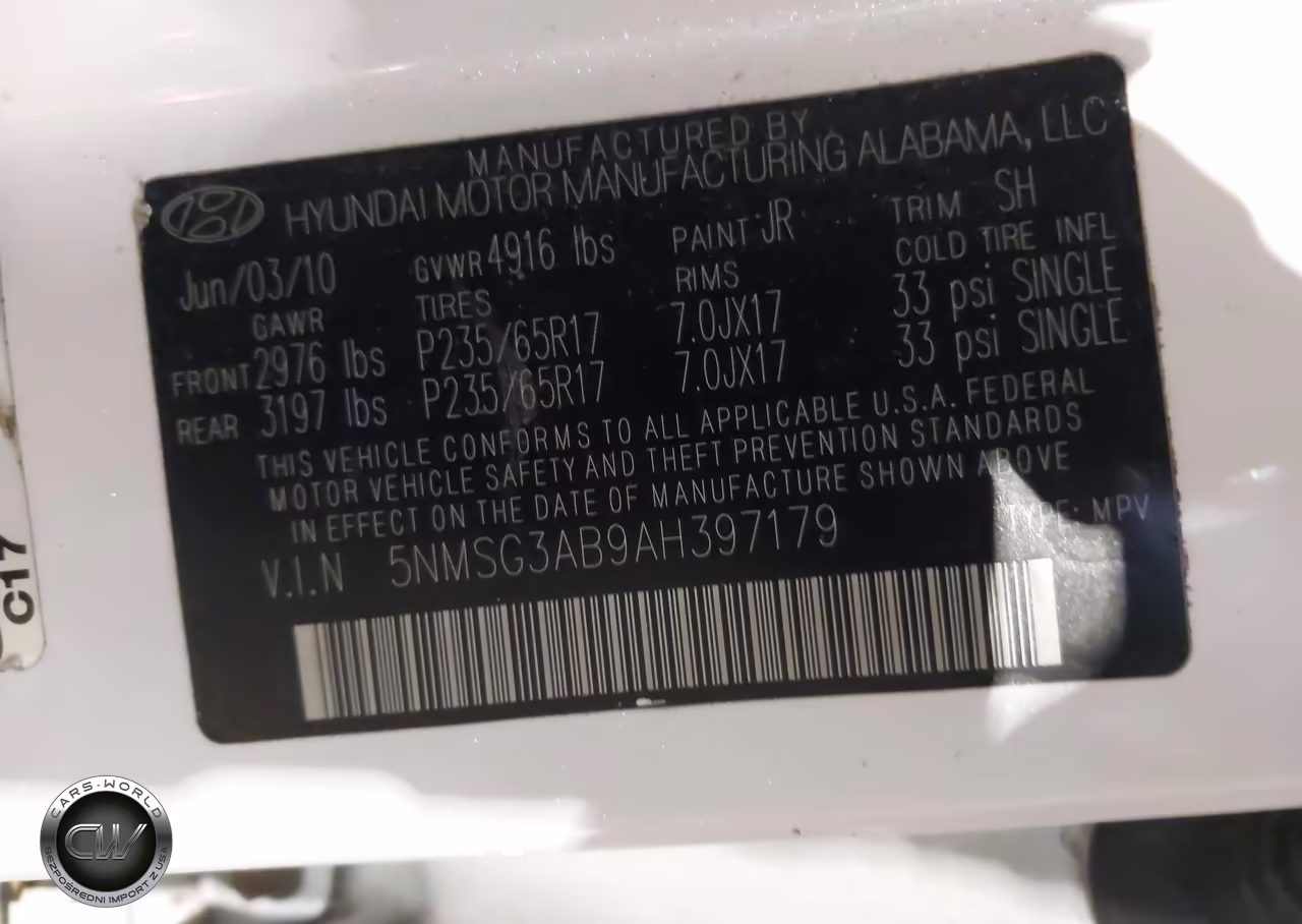2010 Hyundai Santa Fe Gls VIN:5NMSG3AB9AH397179 - 9