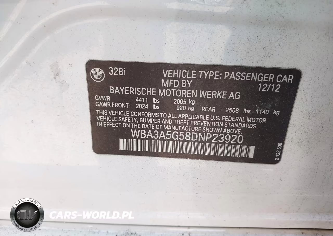 2013 BMW 328I VIN:WBA3A5G58DNP23920 - 9
