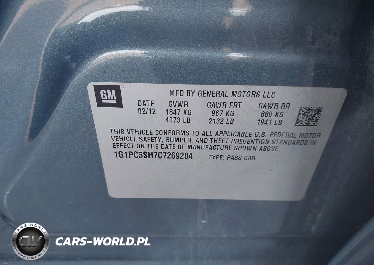 2012 Chevrolet Cruze Ls VIN:1G1PC5SH7C7269204 - 9
