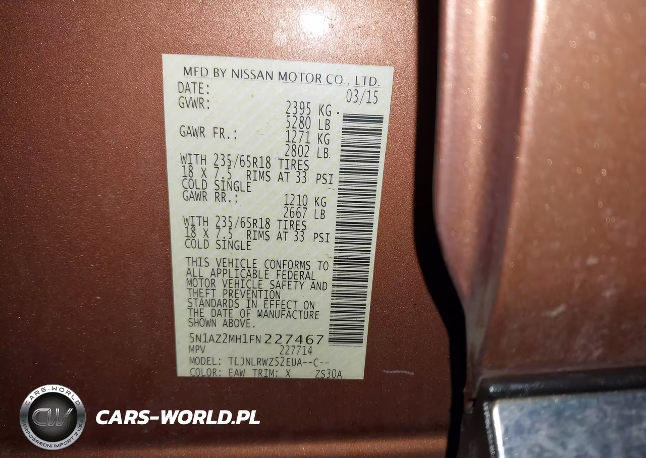 2015 Nissan Murano Sl VIN:5N1AZ2MH1FN227467 - 9