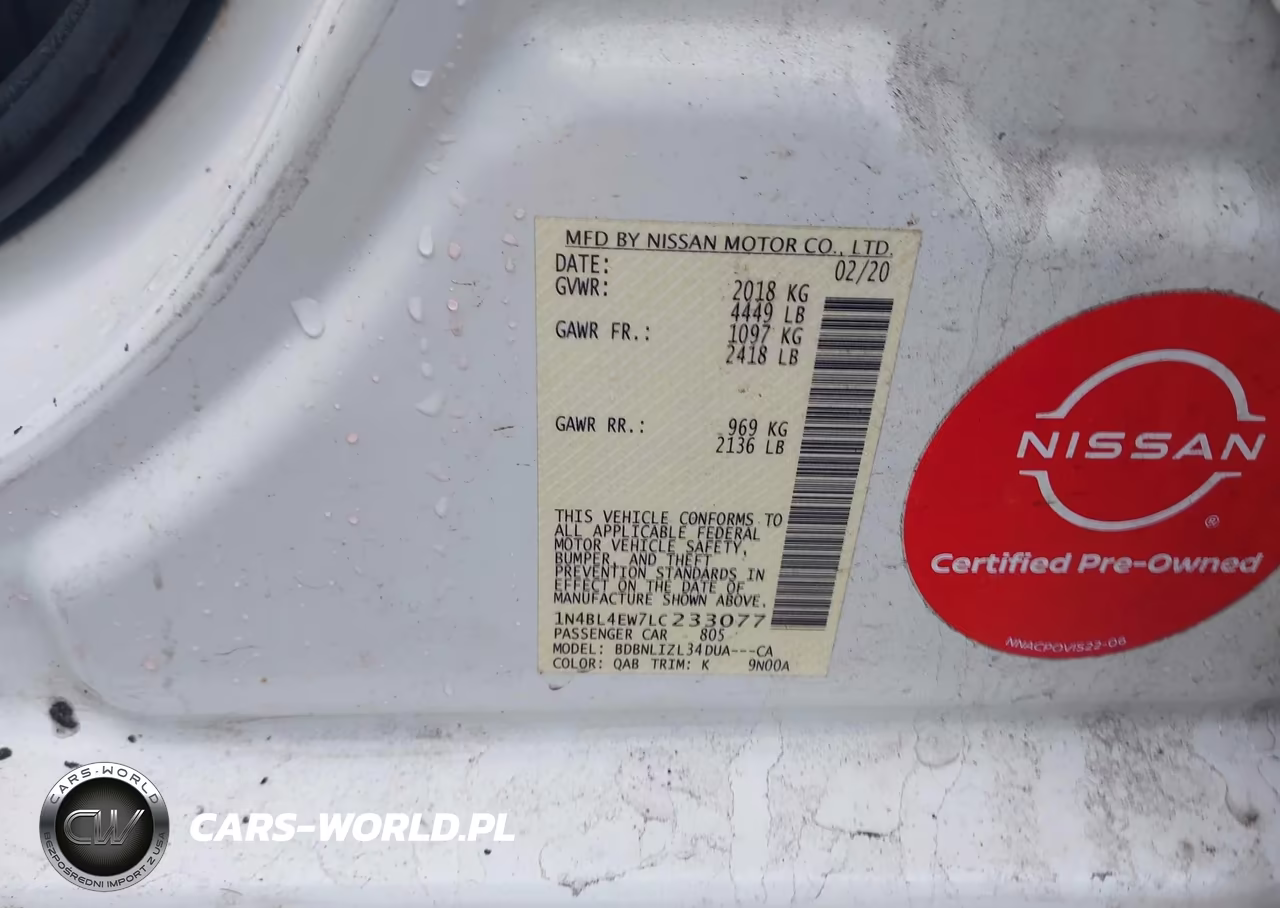 2020 Nissan Altima Sl Intelligent Awd VIN:1N4BL4EW7LC233077 - 9